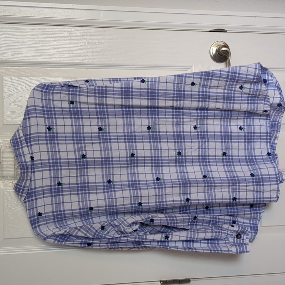 Woman Within Plaid Flannel Button Down With Flowers - 1X 22/24 - Picture 6 of 6